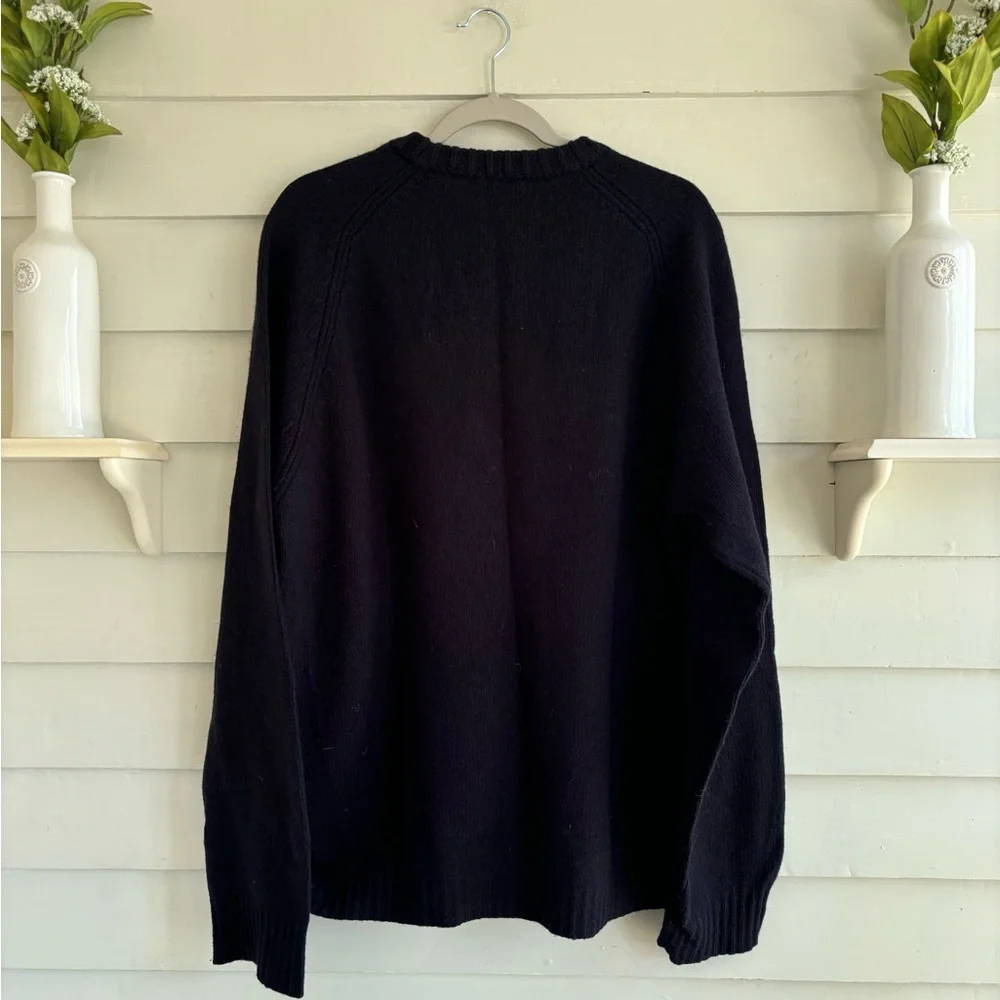 J. Crew Vintage 100% Wool Dark Navy Blue Crewneck Sweater Size XL Tall